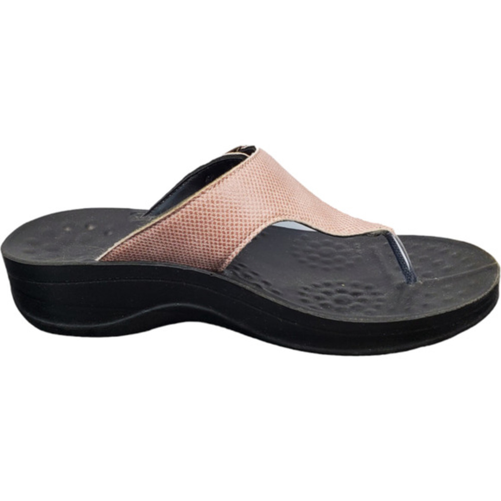 Aerothotic Flip Flop Sandal Women Size 37 Black Split Toe Supportive Rubber Sole